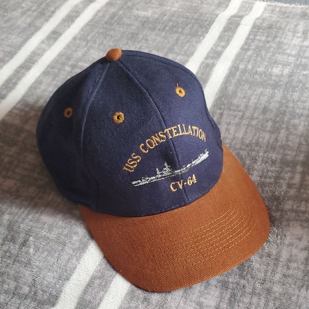 OTTO Vintage USS Constellation CV-64 Navy Cap – Embroidered Aircraft Carrier Hat